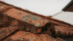  Adelaide roof tiles showing lichen and moss growth that must be removed by pressure cleaning before roof painting begins